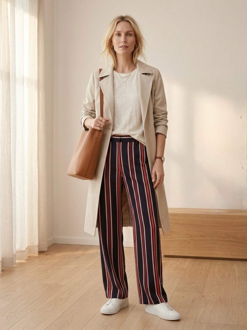 🄷&🄼 Wide cut pants in woven fabric